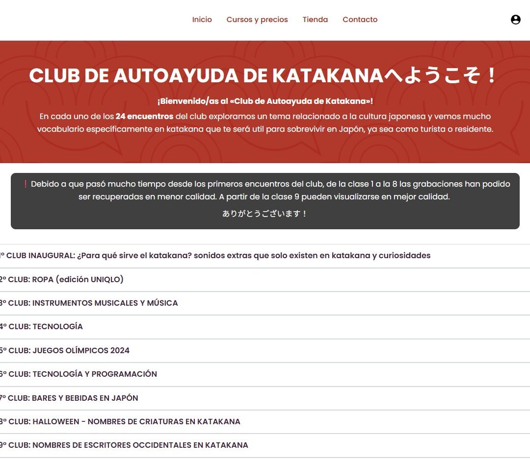 Plataforma con clases del club